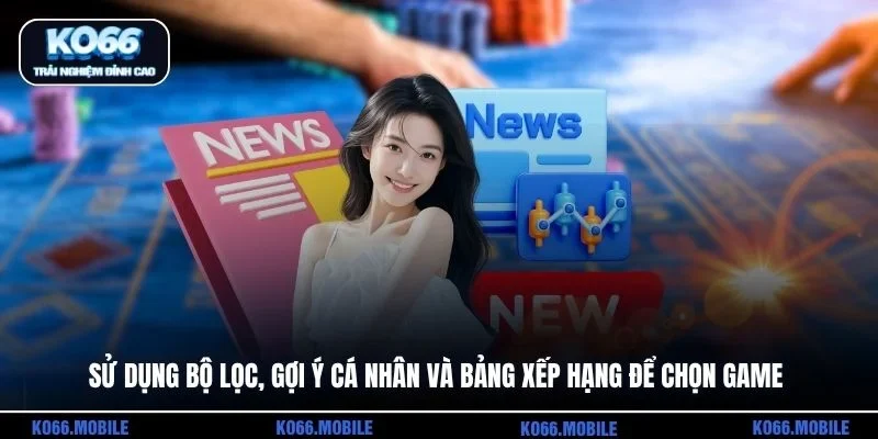 Sử dụng bộ lọc, gợi ý cá nhân và bảng xếp hạng để chọn game