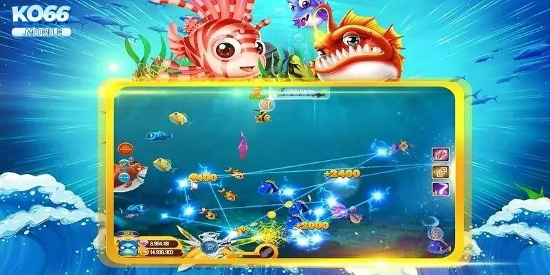 Giao diện sảnh bắn cá TP tại KO66 với đồ họa 3D sắc nét